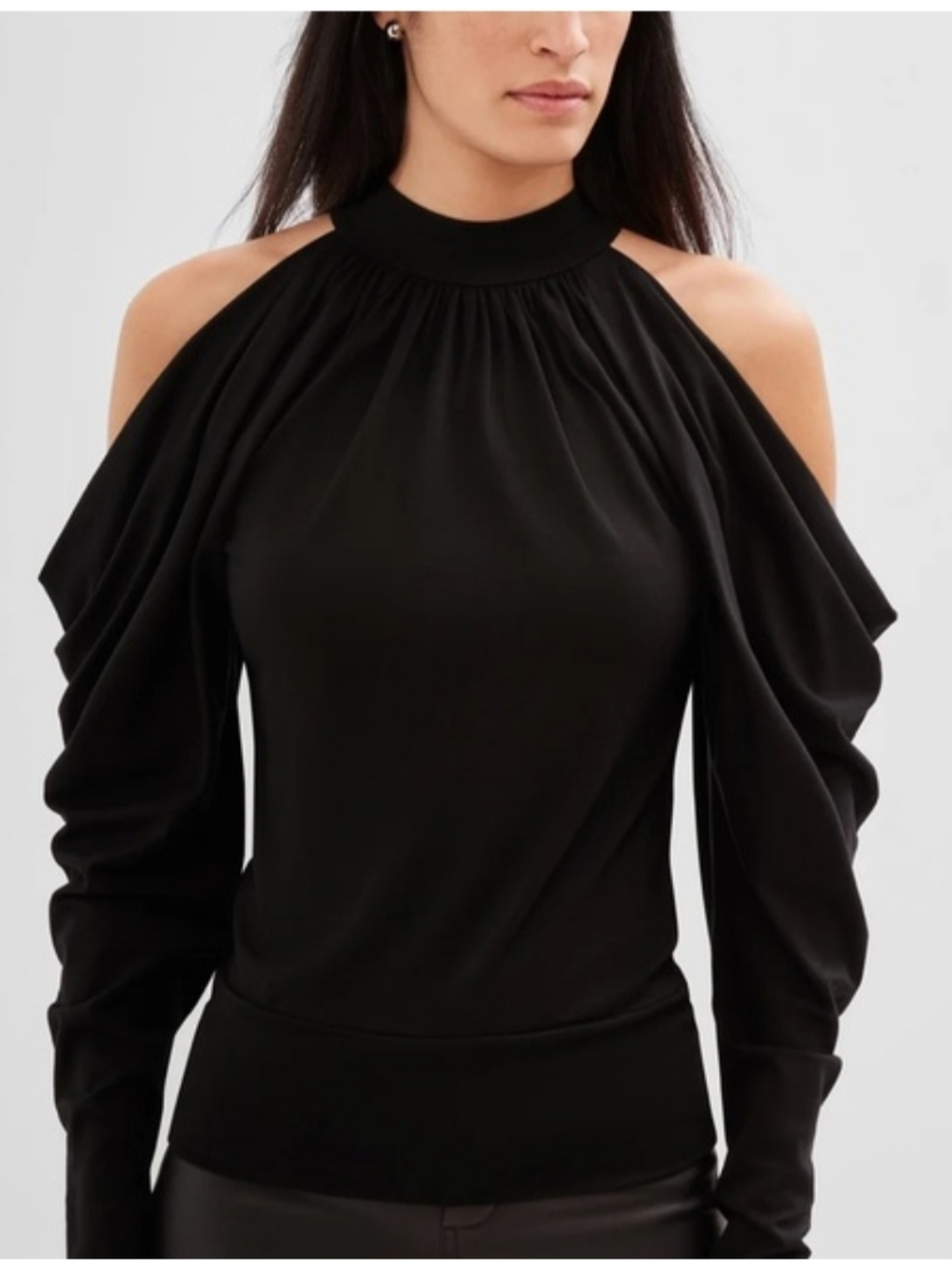 MARCELLA BLACK NYC PERRY LONG SLEEVE COLD SHOULDER  TOP M